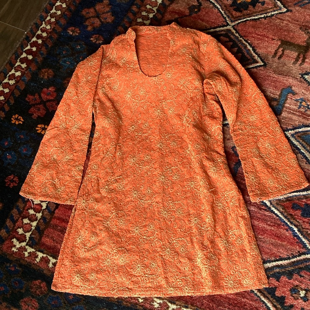 Embroidered textured tunic